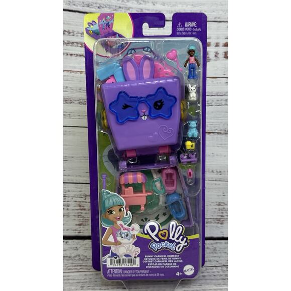 Polly Pocket Bunny Carnival Compact Mini Playset and Travel Toy with Food Theme - Picture 1 of 6